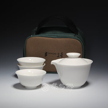 Ceramic Tooth White Cover Cup Travel Set
